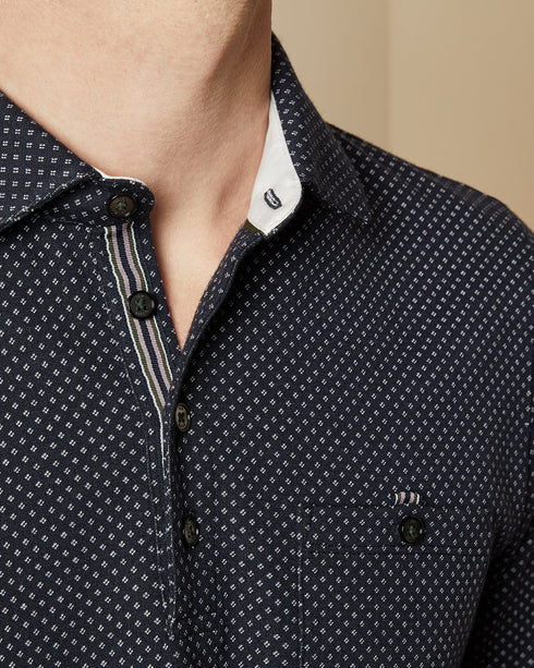 <P>Made From A Lightweight Blend, The Outof Polo Shirt From Ted Baker Is Adorned With An Attractive Micro-Dot Print. Cut I...