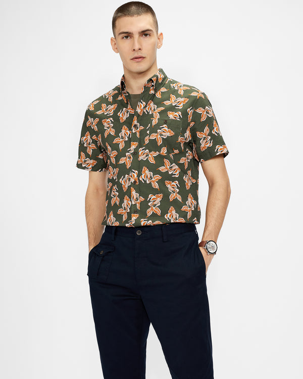 <P>Ss Linen Printed Shirt</P>