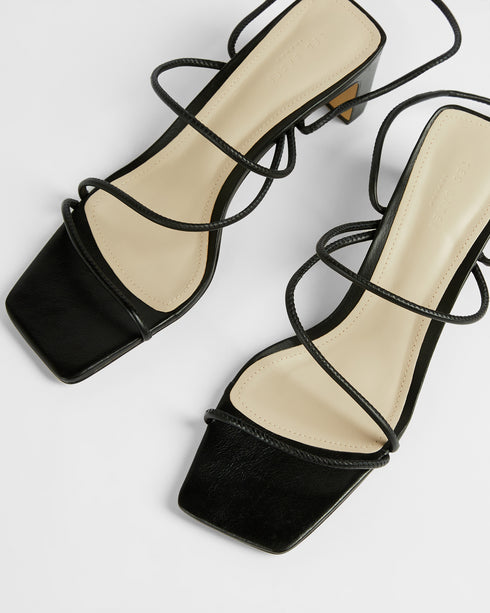 <P>Square Toe Spaghetti Strap Mid Heeled Sandal</P>