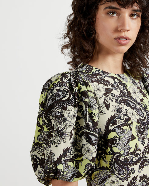 <P>Paisley Mini Puff Sleeve Dress</P>
<P><Meta Charset="Utf-8"><Span>Here Comes The Remeiy Dress With Short Puff Sleeves, ...