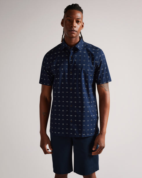 <P>Ss Paper Boat Print Shirt</P>
