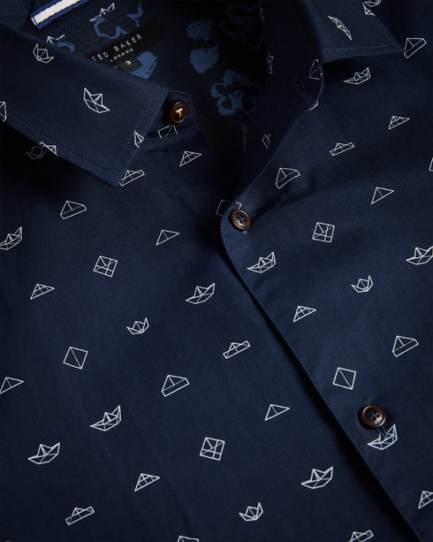 <P>Ss Paper Boat Print Shirt</P>