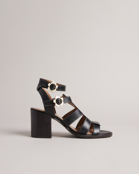 <P>Strappy Block Heeled Leather Sandal</P>