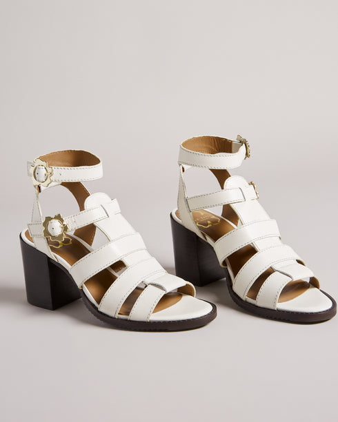 <P>Strappy Block Heeled Leather Sandal</P>