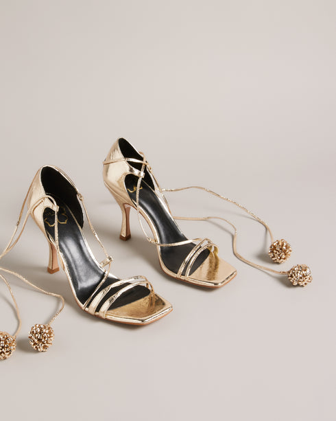 <P>100Mm Pom Pom Detail Barely There Sandal</P>