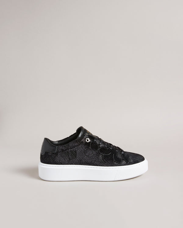 <P>Floral Platform Velvet Sneaker</P>