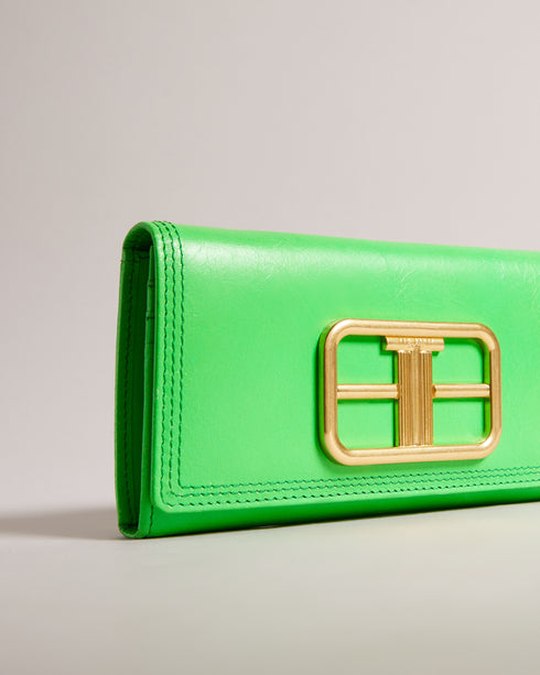 <P>Statement Hardware Leather Purse</P>