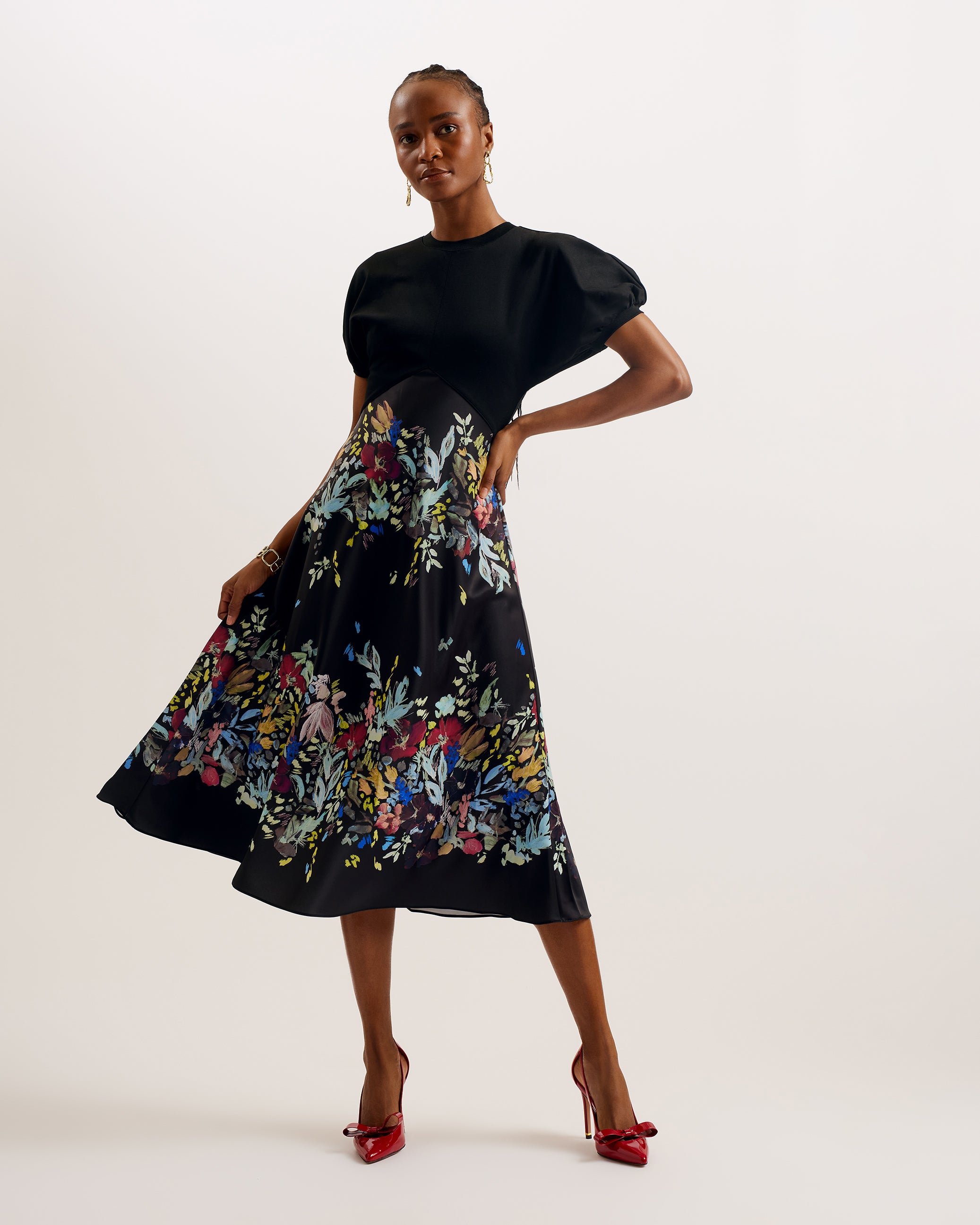 ted baker black dress Ted Baker Asymmetric Slim Fit Midi Dress, 0 / Black
