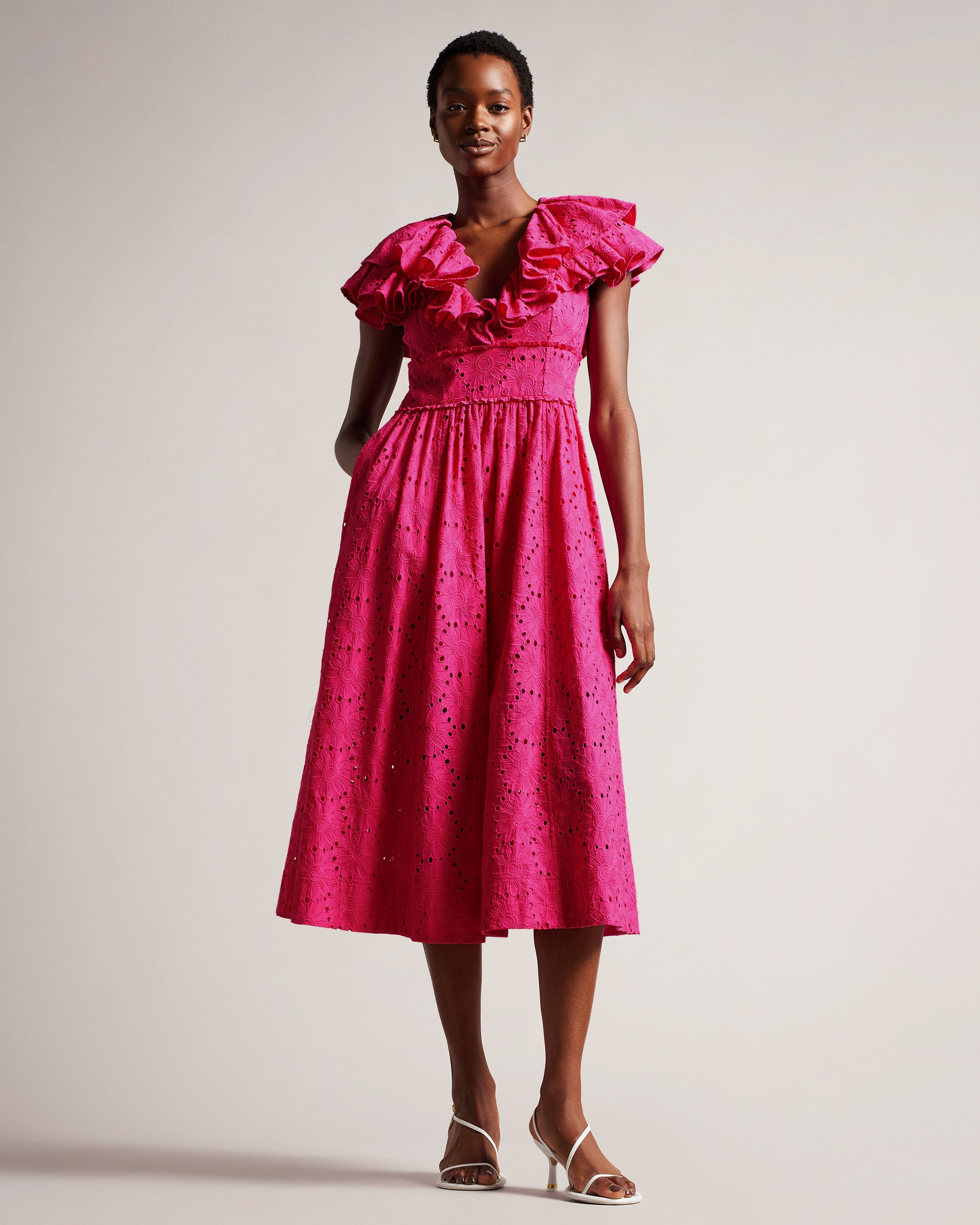 MIRZA Floral Broderie A-Line Midi Dress | Ted Baker Croatia – Ted