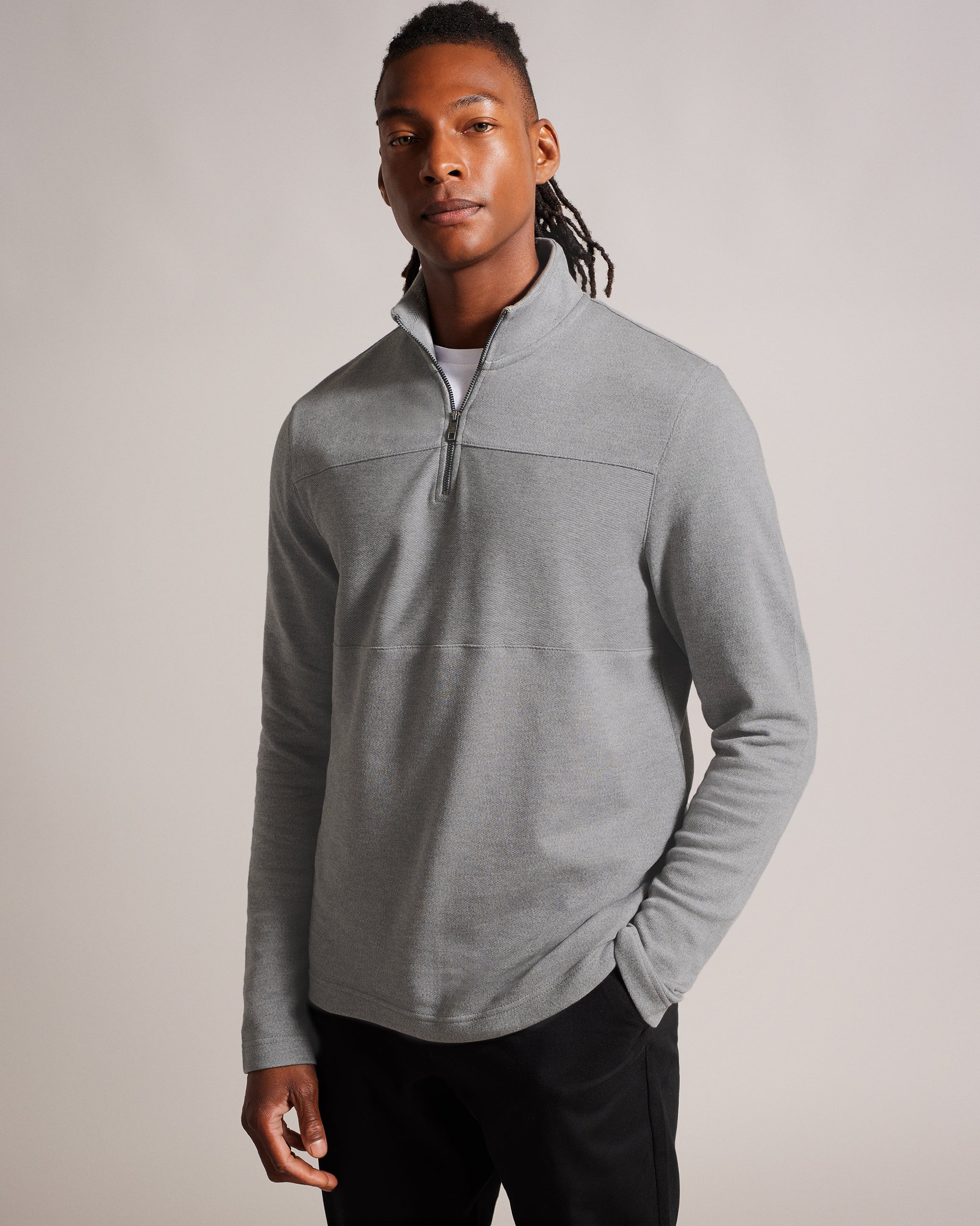【新品】meer. SHOULDER GATHERED TOP(BLE GRY) GAZINE Textured Panel Half Zip Top | Ted Baker Croatia – Ted Baker